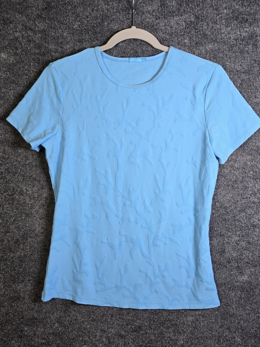 J McLaughlin T Shirt Womens M Blue Soft Floral Textured Stretch Short Sleeve Tee